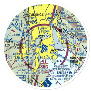 Theodore Francis Green State Airport (PVD) VFR Sectional Sticker (20 mile)