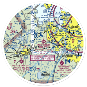 Hampton Roads Executive Airport (PVG) VFR Sectional Sticker (30 mile)