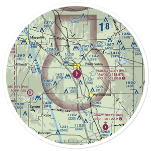 Pauls Valley Municipal Airport (PVJ) VFR Sectional Sticker (30 mile)