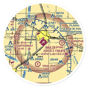 Hale County Airport (PVW) VFR Sectional Sticker (20 mile)