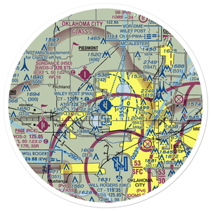 Wiley Post Airport (PWA) VFR Sectional Sticker (30 mile)