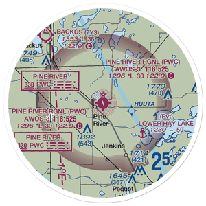 Pine River Regional Airport (PWC) VFR Sectional Sticker (20 mile)