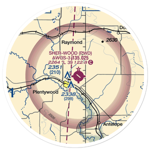 Sher-Wood Airport (PWD) VFR Sectional Sticker (20 mile)