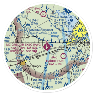 McGregor Executive Airport (PWG) VFR Sectional Sticker (20 mile)