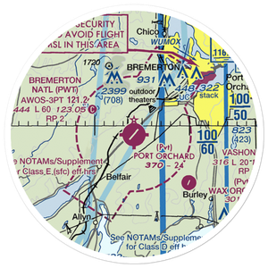 Bremerton National Airport (PWT) VFR Sectional Sticker (20 mile)