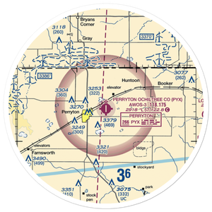 Perryton Ochiltree County Airport (PYX) VFR Sectional Sticker (30 mile)