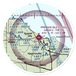 Presque Isle County Airport (PZQ) VFR Sectional Sticker (20 mile)