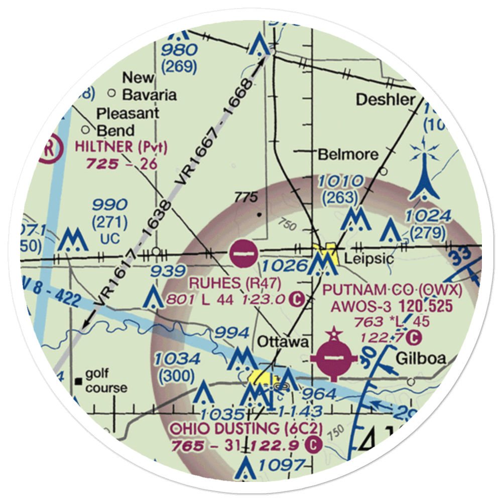Ruhe's Airport (R47) VFR Sectional Sticker (20 mile) 