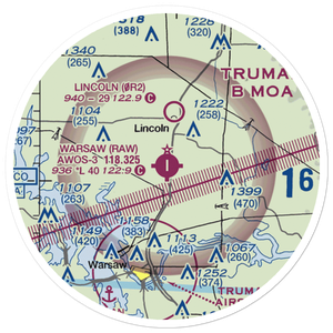 Warsaw Municipal Airport (RAW) VFR Sectional Sticker (20 mile)