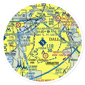 Dallas Executive Airport (RBD) VFR Sectional Sticker (20 mile)