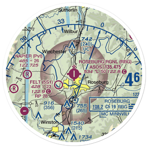 Roseburg Regional Airport (RBG) VFR Sectional Sticker (20 mile)