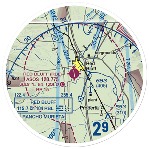 Red Bluff Municipal Airport (RBL) VFR Sectional Sticker (20 mile)