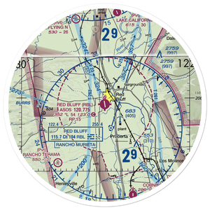 Red Bluff Municipal Airport (RBL) VFR Sectional Sticker (30 mile)