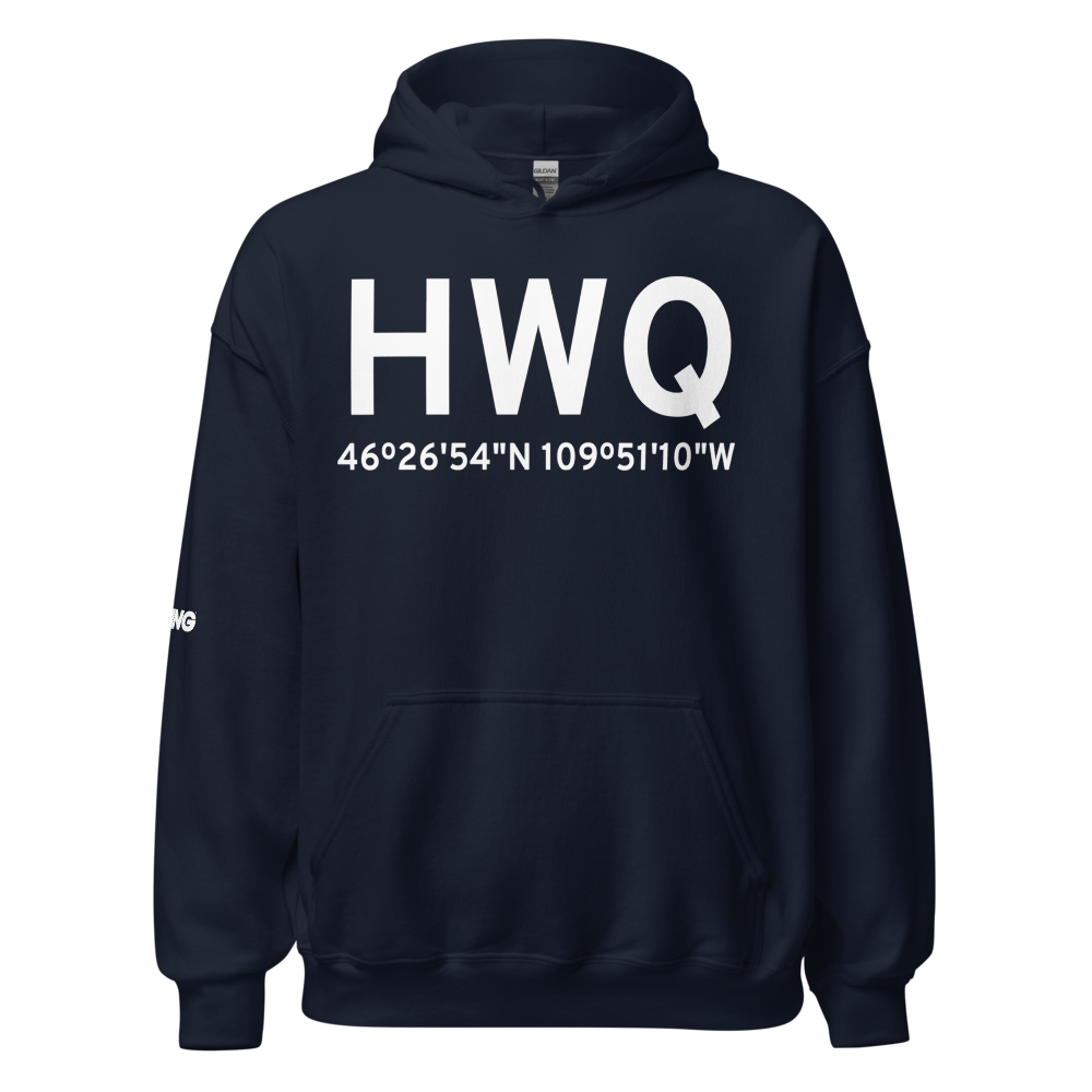Harlowton (KHWQ) Airport Hoodie Sweatshirt 