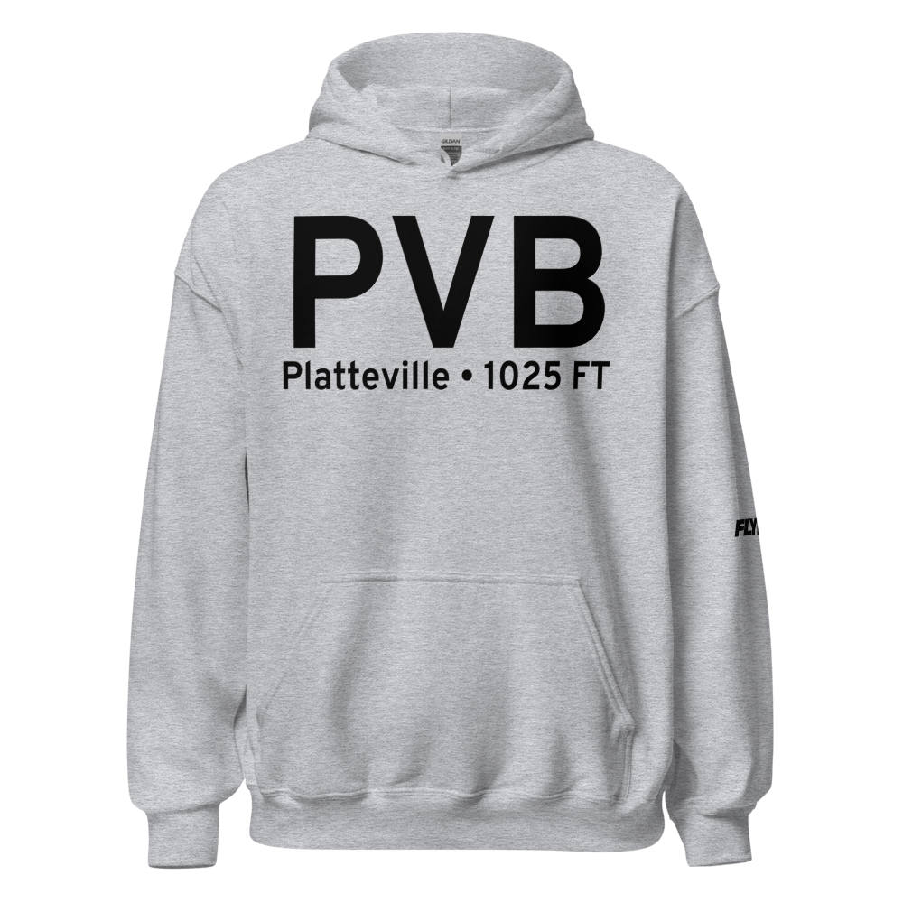 Platteville (KPVB) Airport Hoodie Sweatshirt 