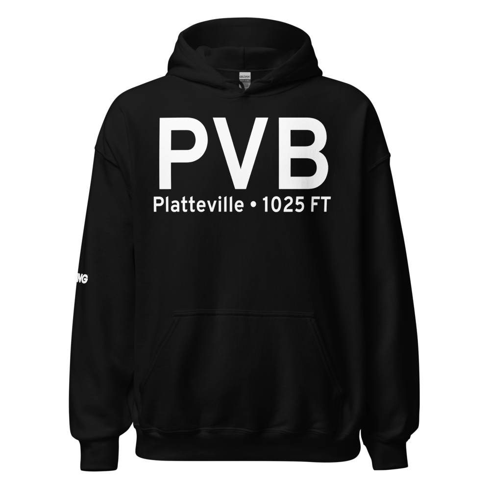 Platteville (KPVB) Airport Hoodie Sweatshirt 