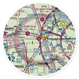 Nueces County Airport (RBO) VFR Sectional Sticker (20 mile)