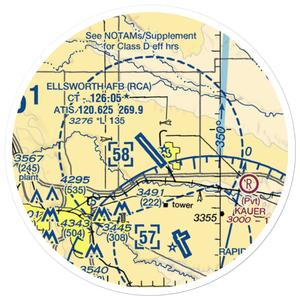 Ellsworth Air Force Base (RCA) VFR Sectional Sticker (20 mile)