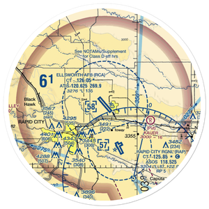 Ellsworth Air Force Base (RCA) VFR Sectional Sticker (30 mile)