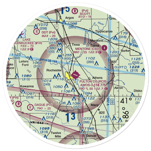 Fulton County Airport (RCR) VFR Sectional Sticker (30 mile)