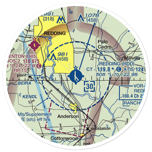 Redding Municipal Airport (RDD) VFR Sectional Sticker (20 mile)