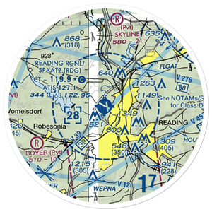 Reading Regional Carl A Spaatz Field (RDG) VFR Sectional Sticker (20 mile)