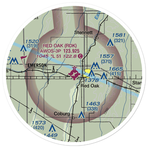 Red Oak Municipal Airport (RDK) VFR Sectional Sticker (20 mile)