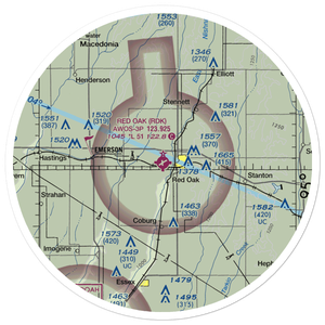 Red Oak Municipal Airport (RDK) VFR Sectional Sticker (30 mile)