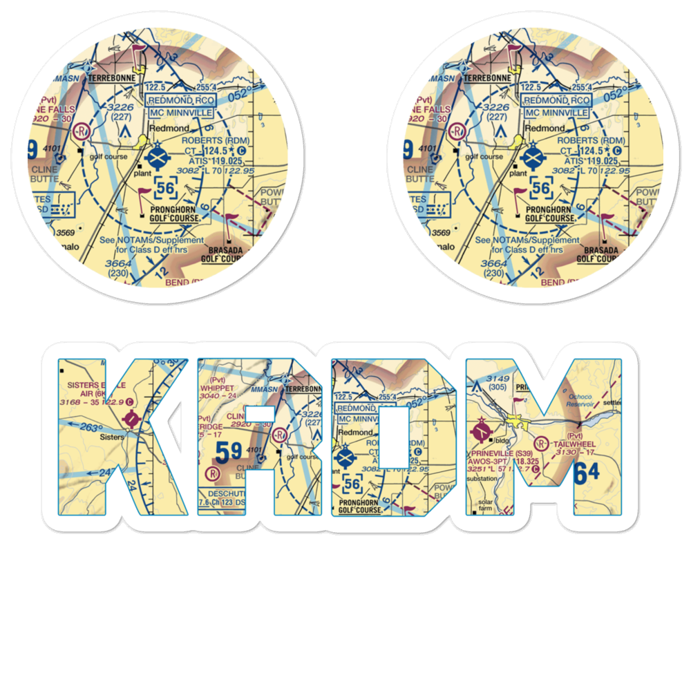 Roberts Field (RDM) VFR Sectional Sticker Pack 