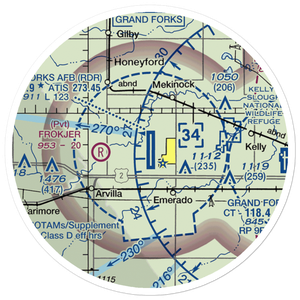 Grand Forks Air Force Base (RDR) VFR Sectional Sticker (20 mile)