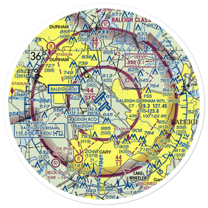 Raleigh Durham International Airport (RDU) VFR Sectional Sticker (30 mile)