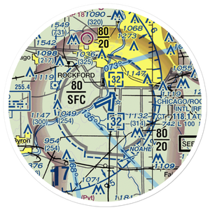 Chicago Rockford International Airport (RFD) VFR Sectional Sticker (20 mile)