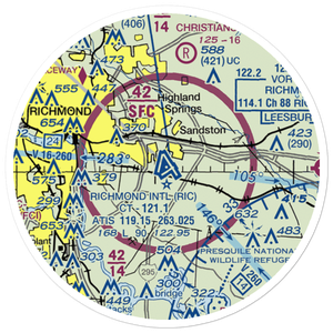 Richmond International Airport (RIC) VFR Sectional Sticker (20 mile)
