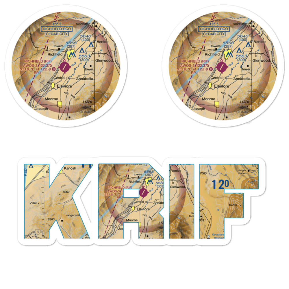 Richfield Municipal Airport (RIF) VFR Sectional Sticker Pack 