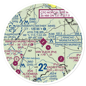 Rancho Murieta Airport (RIU) VFR Sectional Sticker (20 mile)