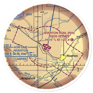 Riverton Regional Airport (RIW) VFR Sectional Sticker (20 mile)