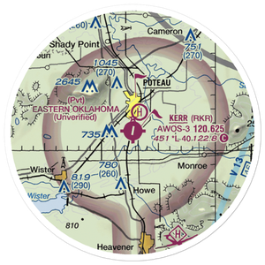 Robert S Kerr Airport (RKR) VFR Sectional Sticker (20 mile)