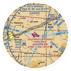 Southwest Wyoming Regional Airport (RKS) VFR Sectional Sticker (20 mile)