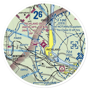 Richland Airport (RLD) VFR Sectional Sticker (20 mile)