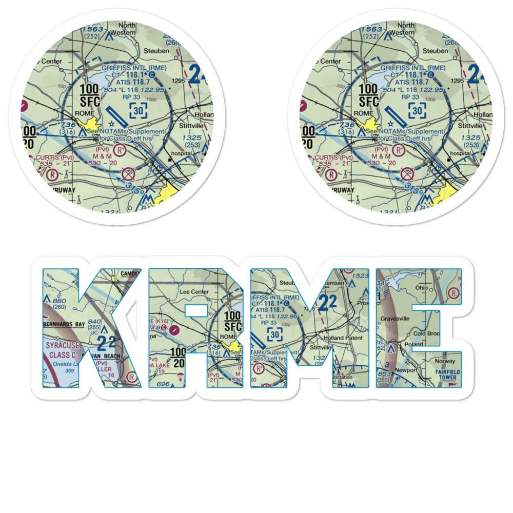 Griffiss International Airport (RME) VFR Sectional Sticker Pack 