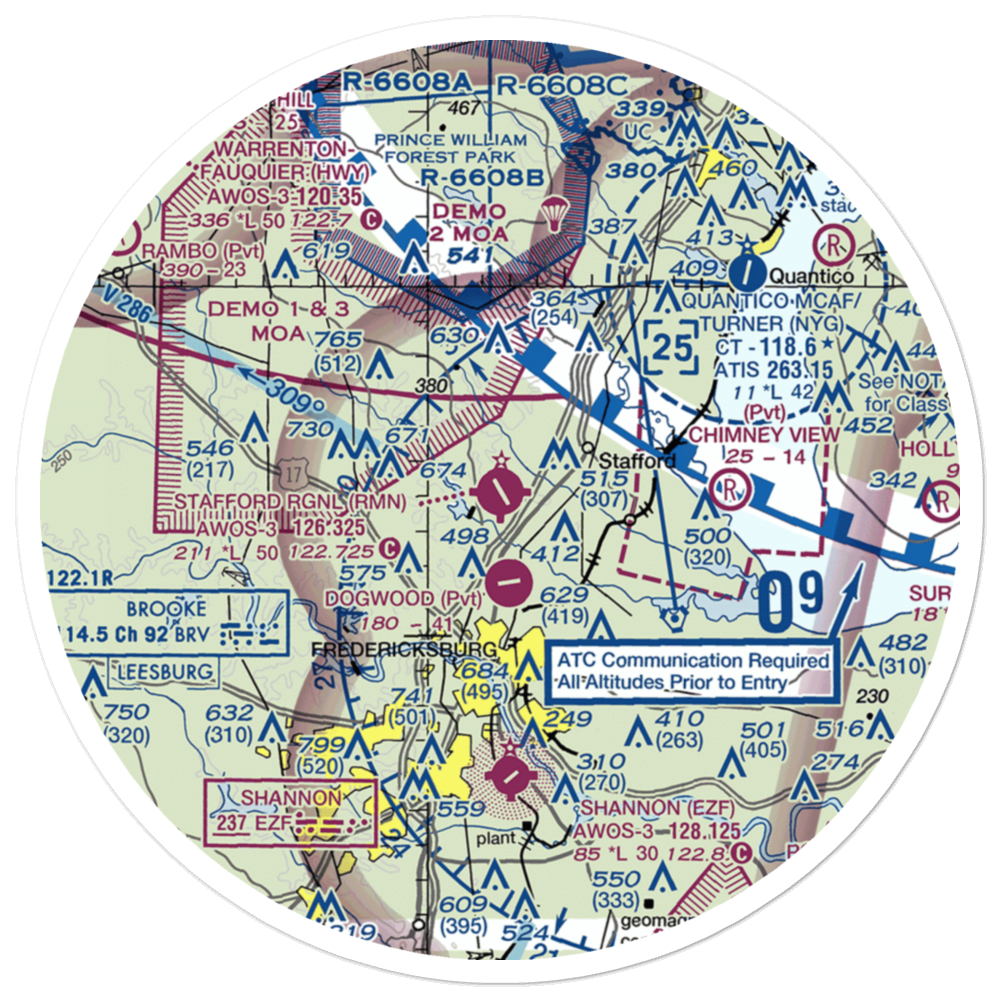 Stafford Regional Airport (RMN) VFR Sectional Sticker (30 mile) 