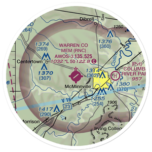 Warren County Memorial Airport (RNC) VFR Sectional Sticker (20 mile)