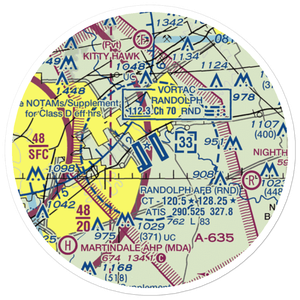 Randolph Air Force Base (RND) VFR Sectional Sticker (20 mile)
