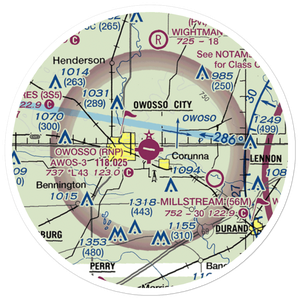 Owosso Community Airport (RNP) VFR Sectional Sticker (20 mile)
