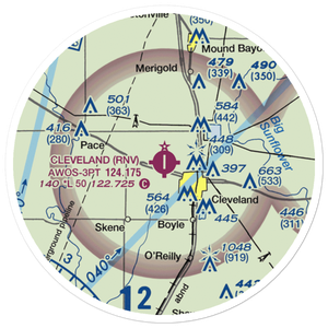 Cleveland Municipal Airport (RNV) VFR Sectional Sticker (20 mile)
