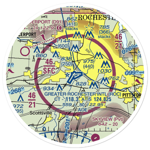 Greater Rochester International Airport (ROC) VFR Sectional Sticker (20 mile)