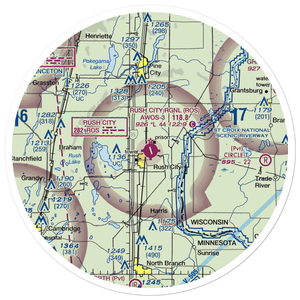 Rush City Regional Airport (ROS) VFR Sectional Sticker (30 mile)