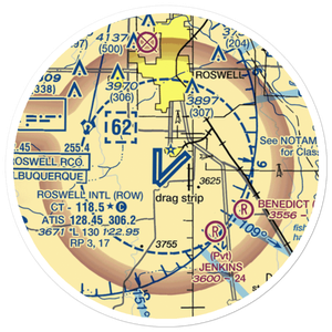 Roswell International Air Center Airport (ROW) VFR Sectional Sticker (20 mile)