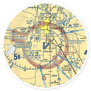 Roswell International Air Center Airport (ROW) VFR Sectional Sticker (30 mile)