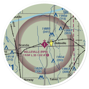 Belleville Municipal Airport (RPB) VFR Sectional Sticker (20 mile)